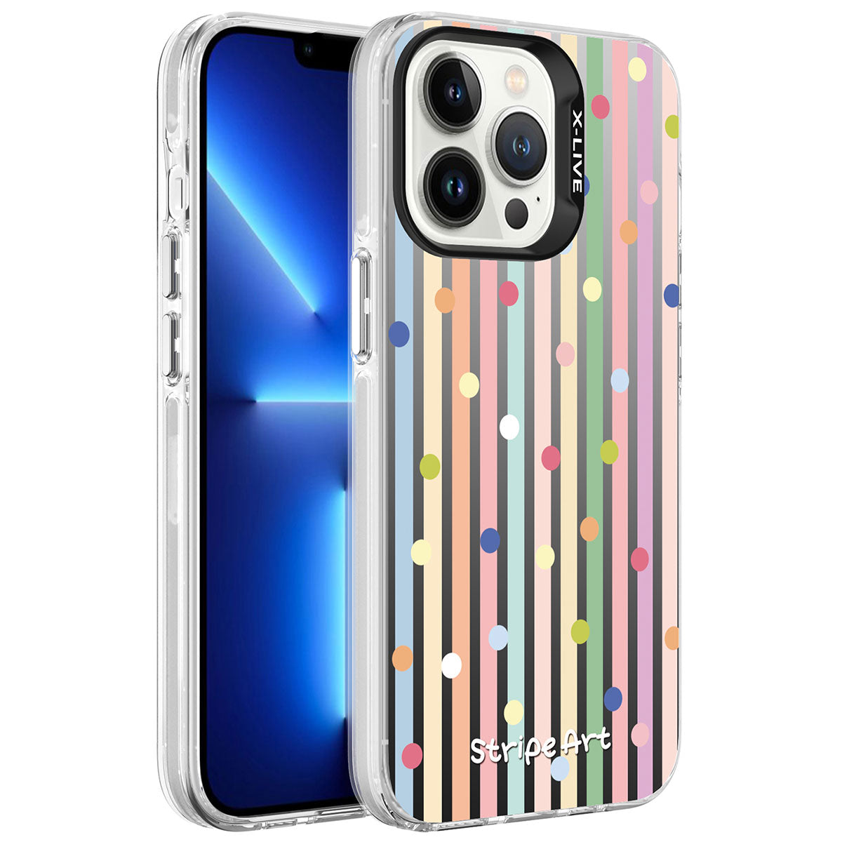 Apple iPhone 13 Pro Kılıf Desenli Zore Silver Sert Kapak Noktalar