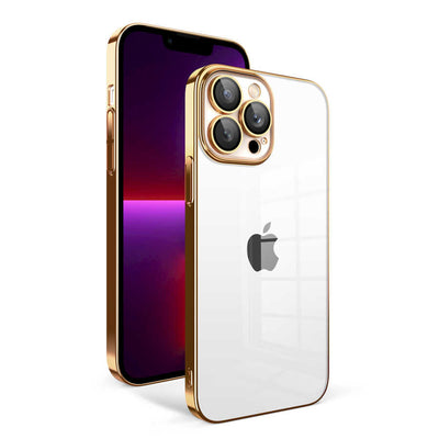 Apple iPhone 13 Pro Kılıf Kamera Korumalı Renkli Çerçeveli Zore Garaj Kapak Gold