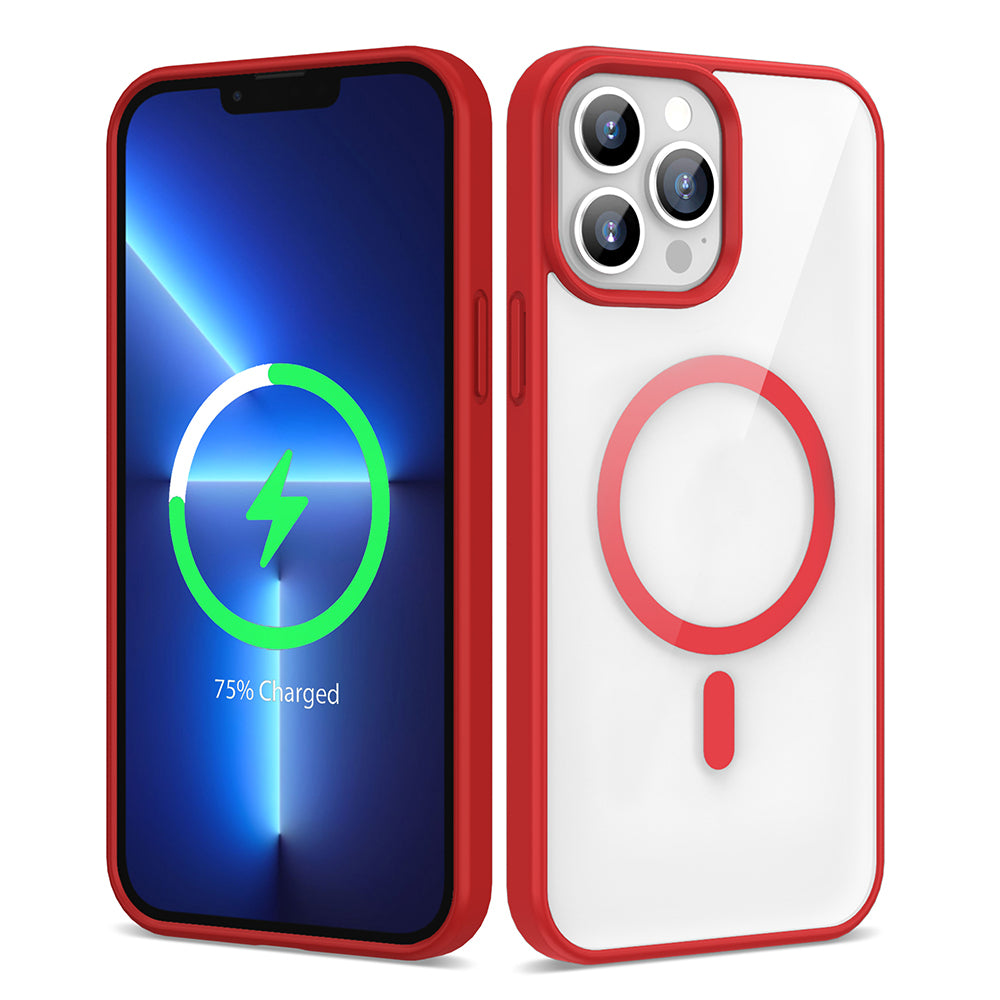 Apple iPhone 13 Pro Kılıf M-safe Wireless Şarj Özellikli Silikon Zore Ege Kapak Kırmızı