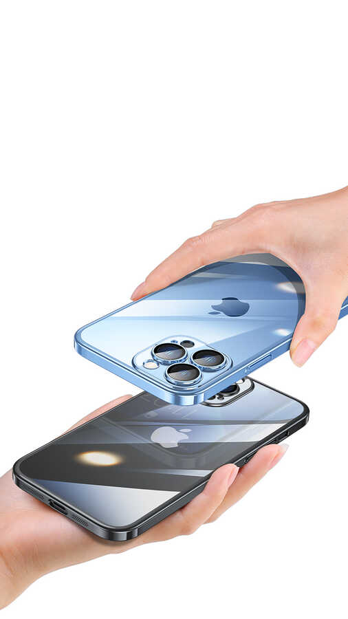 Apple iPhone 13 Pro Kılıf Sert PC Renkli Çerçeveli Zore Riksos Kapak Koyu Yeşil