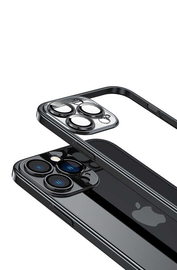 Apple iPhone 13 Pro Kılıf Sert PC Renkli Çerçeveli Zore Riksos Kapak Gümüş