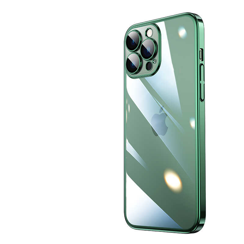 Apple iPhone 13 Pro Kılıf Sert PC Renkli Çerçeveli Zore Riksos Kapak Koyu Yeşil
