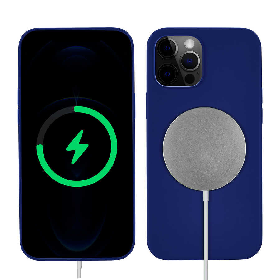 Apple iPhone 13 Pro Kılıf Zore Silksafe Wireless Kapak Mavi