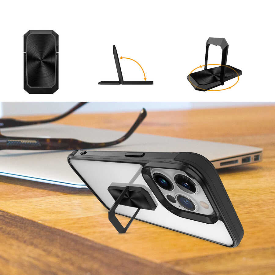 Apple iPhone 13 Pro Kılıf Zore V-Bax Kapak Siyah