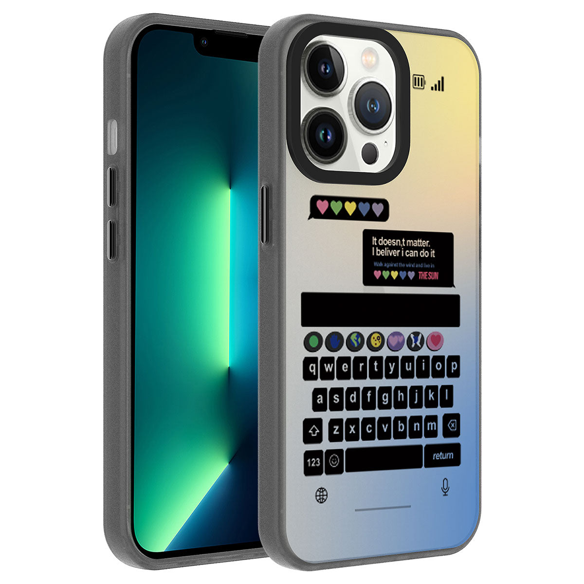 Apple iPhone 13 Pro Max Kılıf Desenli Zore Dragon Sert Kapak Klavye