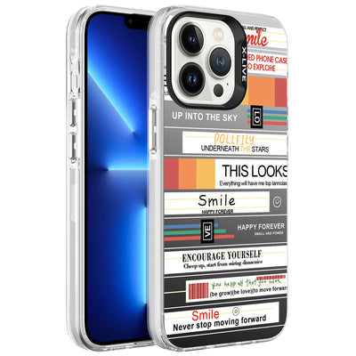 Apple iPhone 13 Pro Max Kılıf Desenli Zore Silver Sert Kapak Mottolar