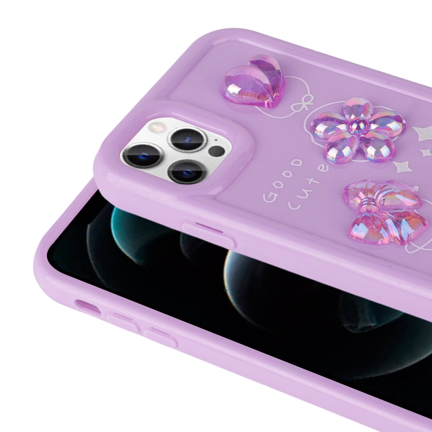 Apple iPhone 13 Pro Max Kılıf Kabartma Figürlü Parlak Zore Toys Silikon Kapak Pembe