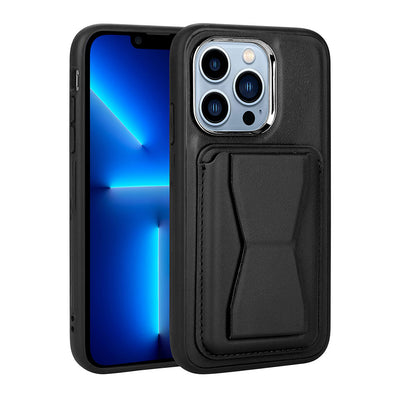 Apple iPhone 13 Pro Max Kılıf Kartlıklı Standlı Pu Deri Zore Memo Kapak Siyah