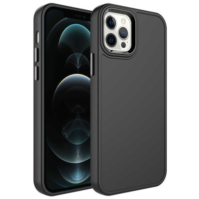 Apple iPhone 13 Pro Max Kılıf Metal Çerçeve ve Buton Tasarımlı Sert Zore Botox Kapak Siyah