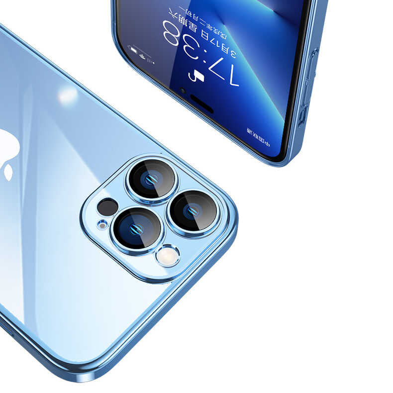 Apple iPhone 13 Pro Max Kılıf Sert PC Renkli Çerçeveli Zore Riksos Kapak Gümüş