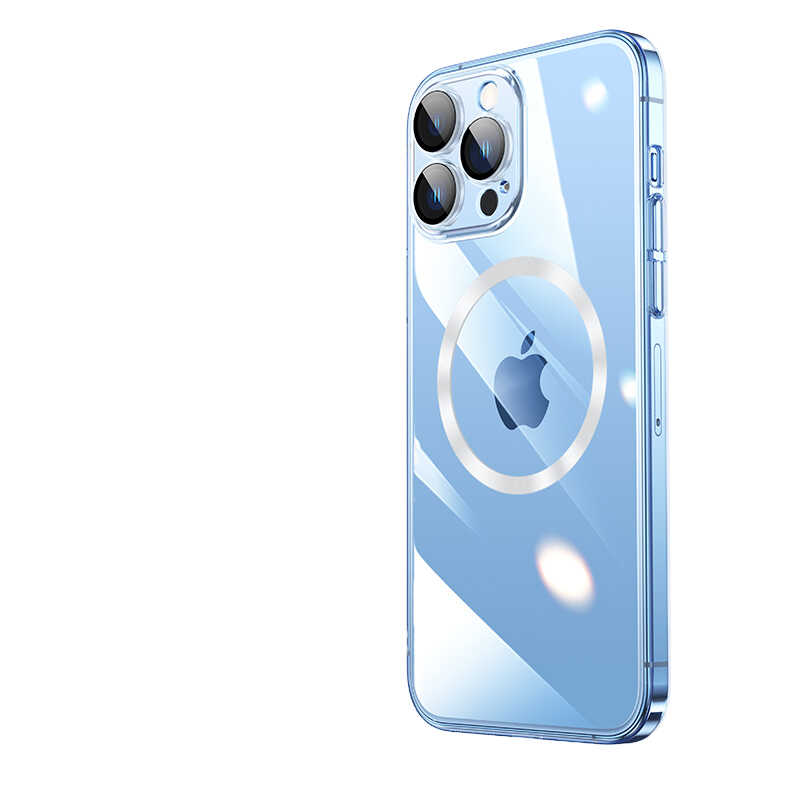 Apple iPhone 13 Pro Max Kılıf Wireless Şarj Özellikli Sert PC Zore Riksos M-safe Kapak Renksiz