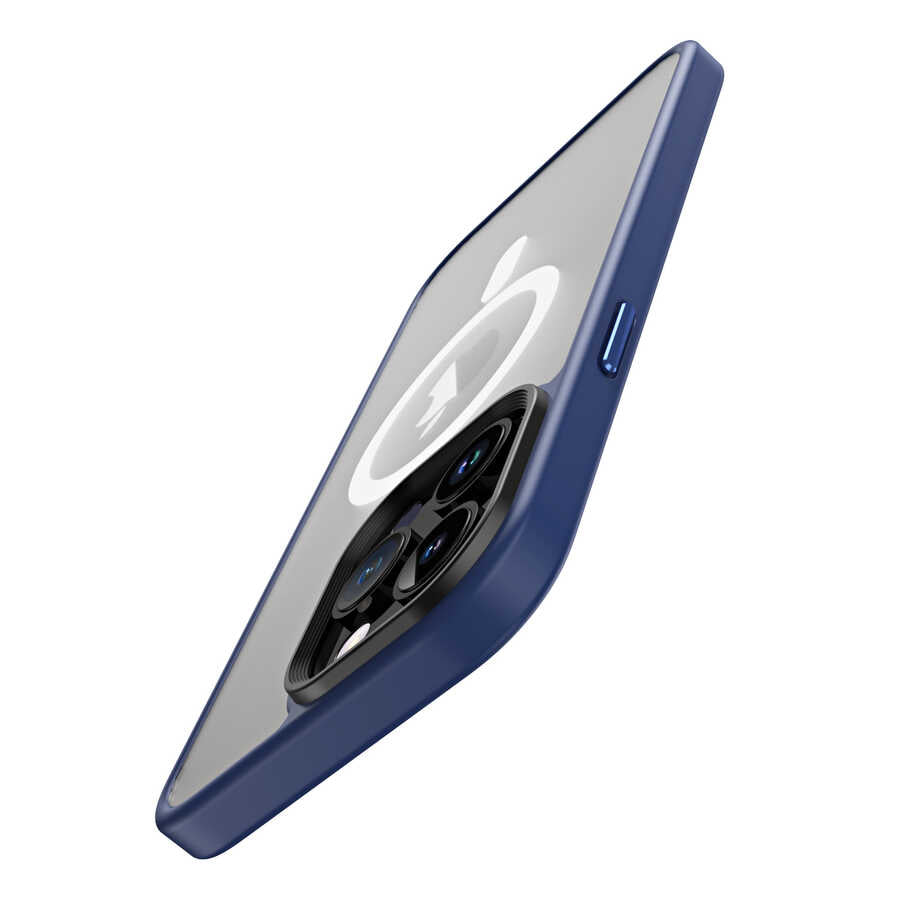 Apple iPhone 13 Pro Max Kılıf Wireless Şarj Özellikli Zore Hibrit M-safe Kapak Gri