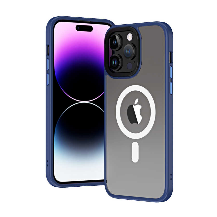 Apple iPhone 13 Pro Max Kılıf Wireless Şarj Özellikli Zore Hibrit M-safe Kapak Siyah