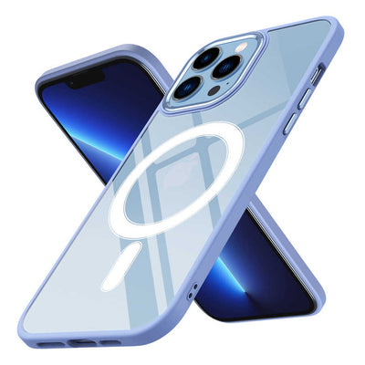 Apple iPhone 13 Pro Max Kılıf Wireless Şarj Özellikli Zore Krom M-safe Silikon Kapak Lila