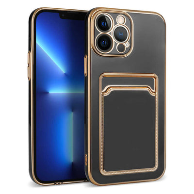 Apple iPhone 13 Pro Max Kılıf Zore Bark Kartlıklı Kapak Siyah