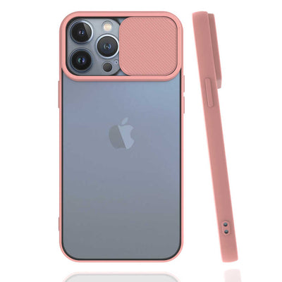 Apple iPhone 13 Pro Max Kılıf Zore Lensi Kapak Pembe Açık