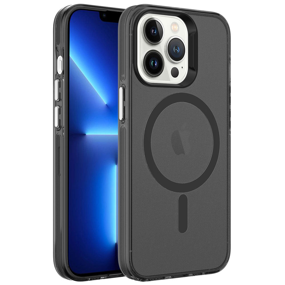 Apple iPhone 13 Pro Max Kılıf Zore M-safe Şarj Özellikli Buzlu Transparan C-Pro Sert Kapak Renksiz