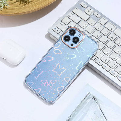 Apple iPhone 13 Pro Max Kılıf Zore Sidney Desenli Sert Kapak Butterfly No2