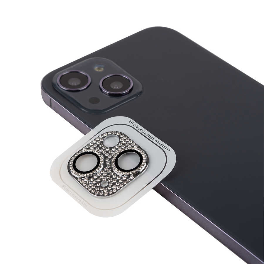 Apple iPhone 13 Zore CL-08 Kamera Lens Koruyucu Gümüş
