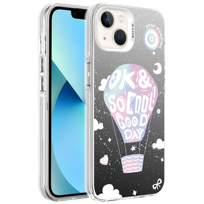 Apple iPhone 14 Kılıf Desenli Zore Silver Sert Kapak Balon