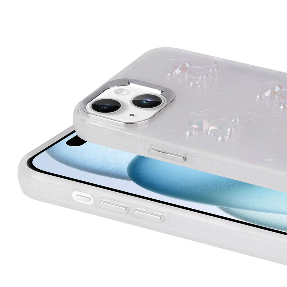 Apple iPhone 14 Kılıf Kabartma Figürlü Parlak Zore Eralli Silikon Kapak Kelebek