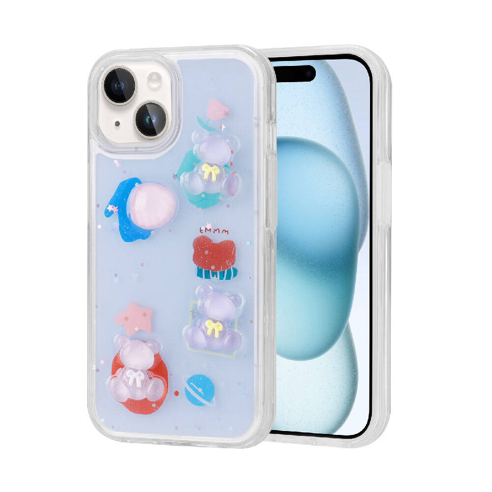 Apple iPhone 14 Kılıf Kabartma Figürlü Parlak Zore Minimini Silikon Kapak Kırmızı
