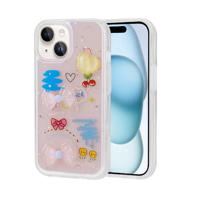 Apple iPhone 14 Kılıf Kabartma Figürlü Parlak Zore Minimini Silikon Kapak Pembe