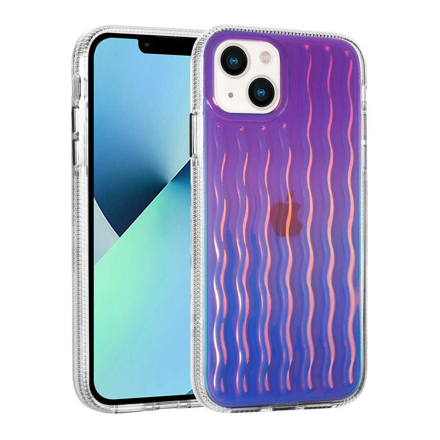Apple iPhone 14 Kılıf Kabartmalı Dalga Tasarımlı Silikon Zore İsmira Kapak NO4