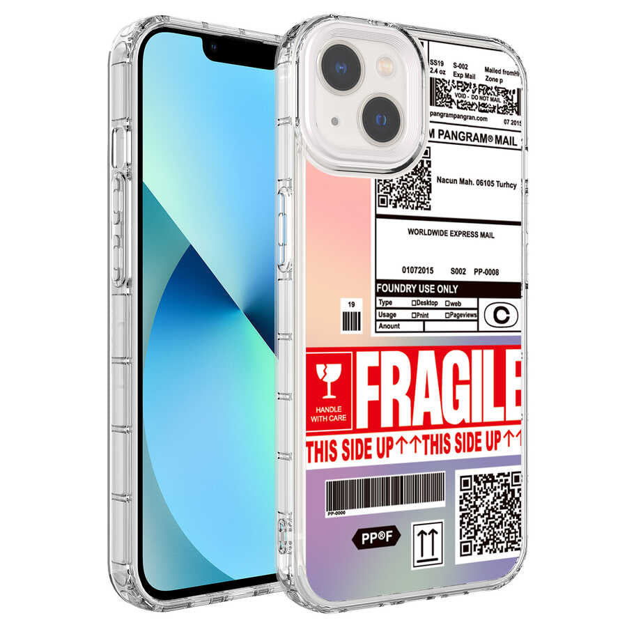 Apple iPhone 14 Kılıf Kamera Korumalı Renkli Desenli Sert Silikon Zore Korn Kapak NO5