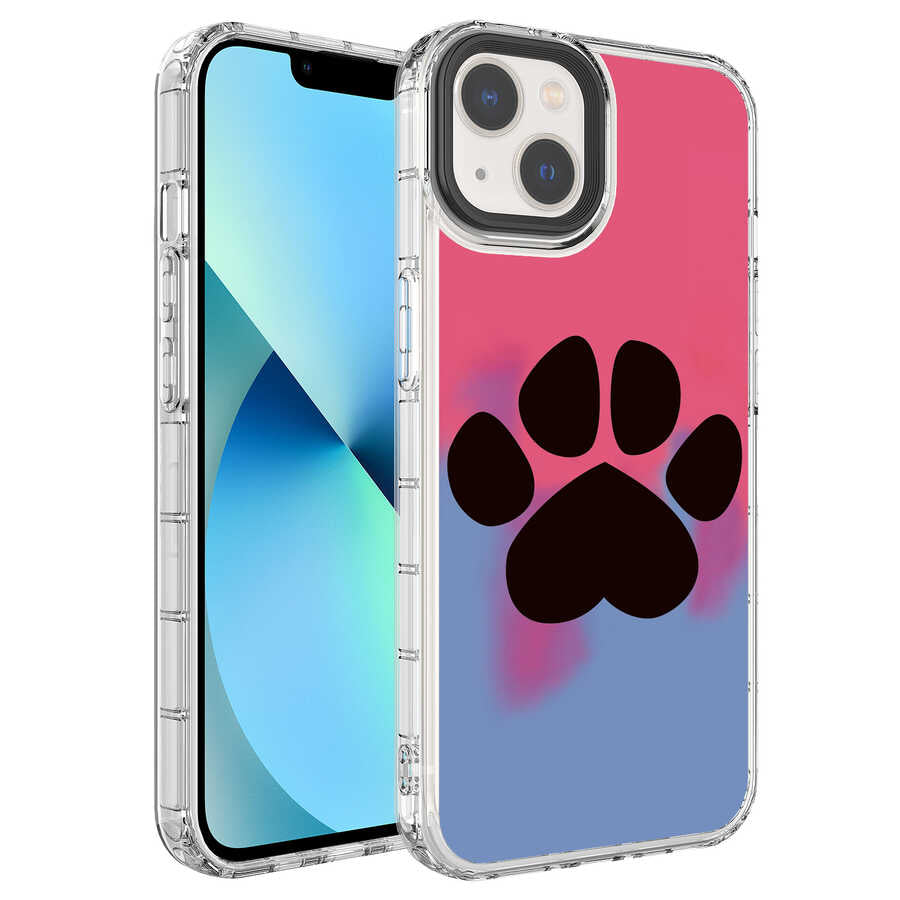 Apple iPhone 14 Kılıf Kamera Korumalı Renkli Desenli Sert Silikon Zore Korn Kapak NO16