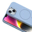 Apple iPhone 14 Kılıf M-Safe Şarj Özellikli Metal Kamera Çerçeveli Zore Edi Silikon Kapak Lavendery Gray