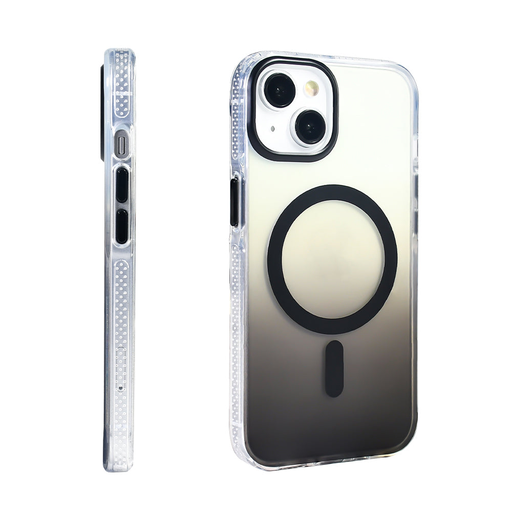 Apple iPhone 14 Kılıf M-safe Şarj Özellikli Transparan Renk Geçişli Zore Toros Kapak Siyah