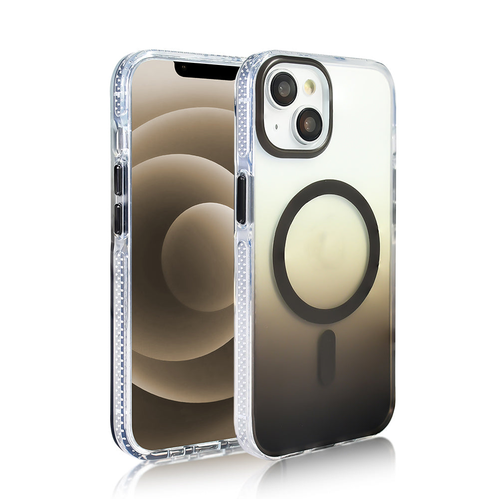 Apple iPhone 14 Kılıf M-safe Şarj Özellikli Transparan Renk Geçişli Zore Toros Kapak Rose Gold