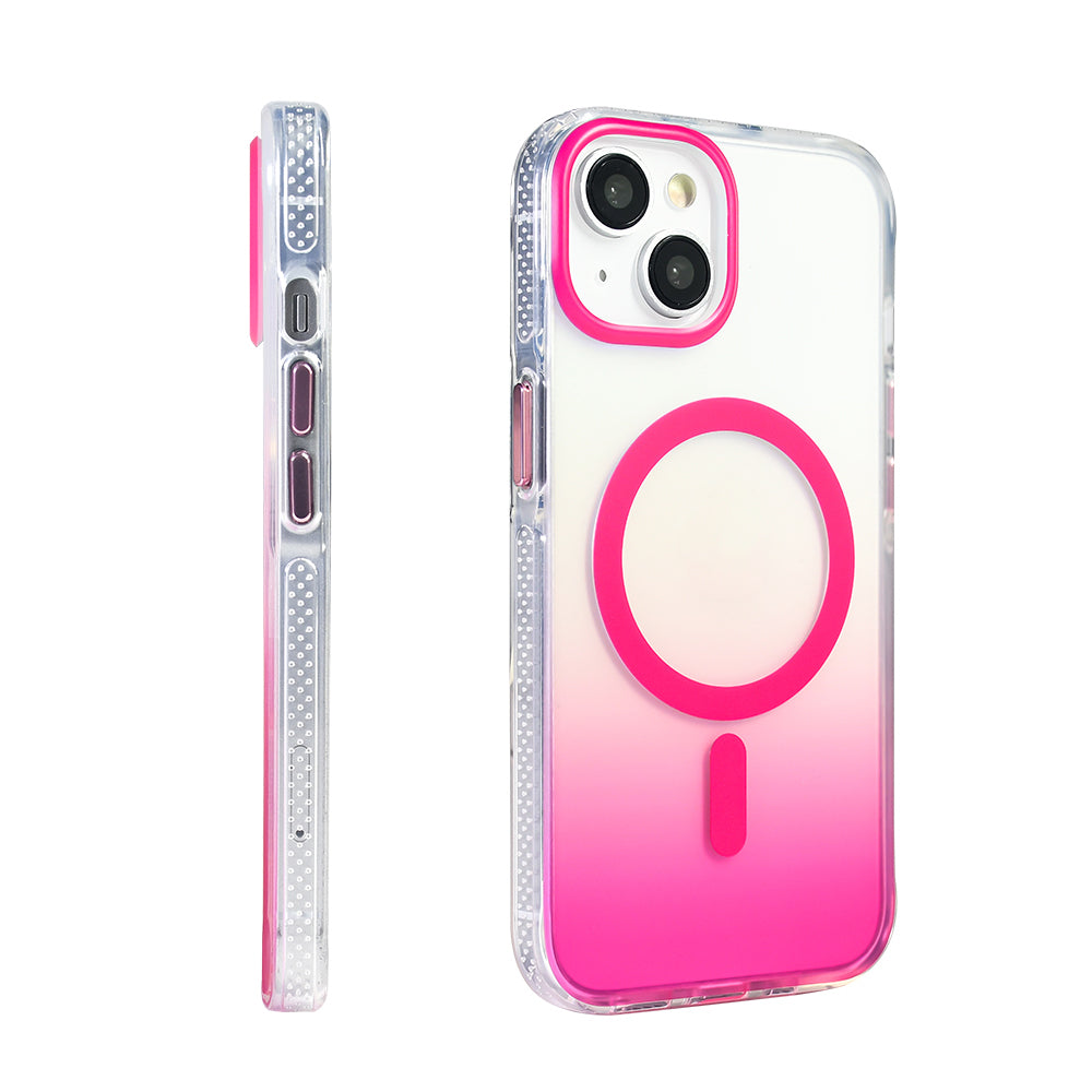Apple iPhone 14 Kılıf M-safe Şarj Özellikli Transparan Renk Geçişli Zore Toros Kapak Gri