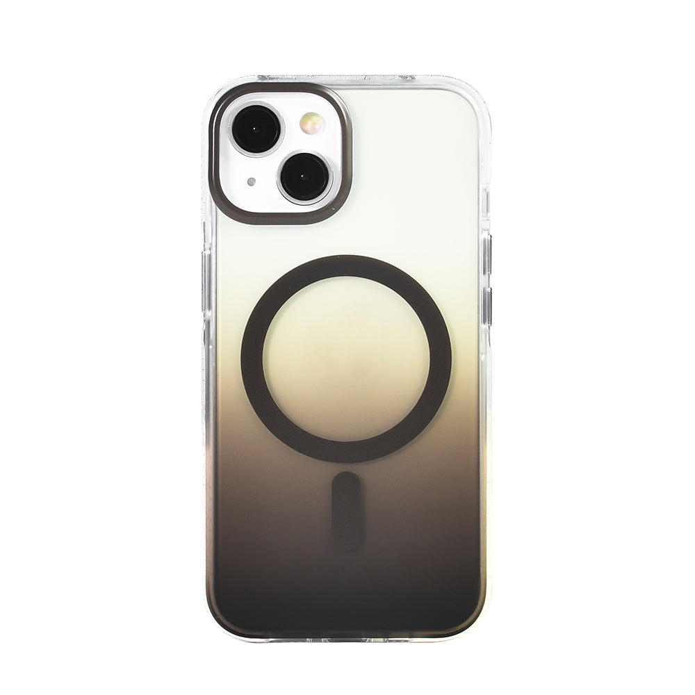 Apple iPhone 14 Kılıf M-safe Şarj Özellikli Transparan Renk Geçişli Zore Toros Kapak Gri