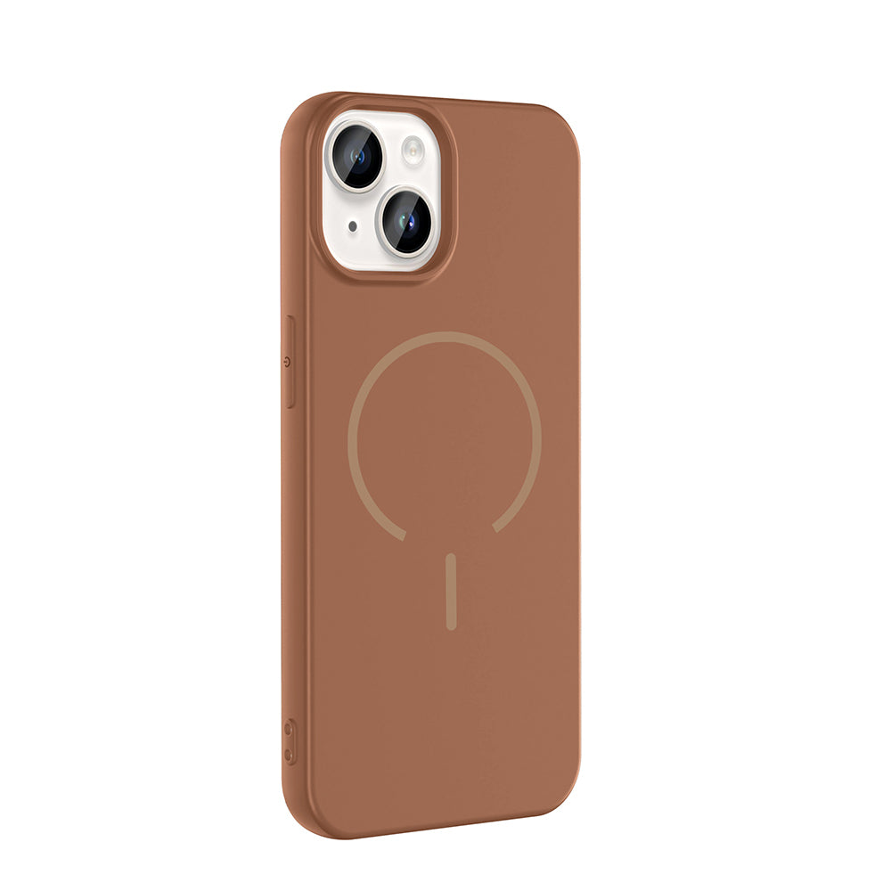Apple iPhone 14 Kılıf M-safe Şarj Özellikli Zore Meta Kapak Turuncu