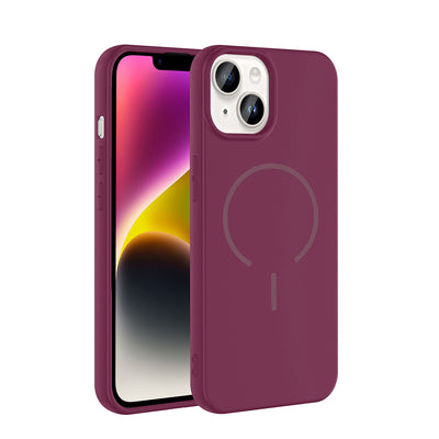Apple iPhone 14 Kılıf M-safe Şarj Özellikli Zore Meta Kapak Titanyum-Gri