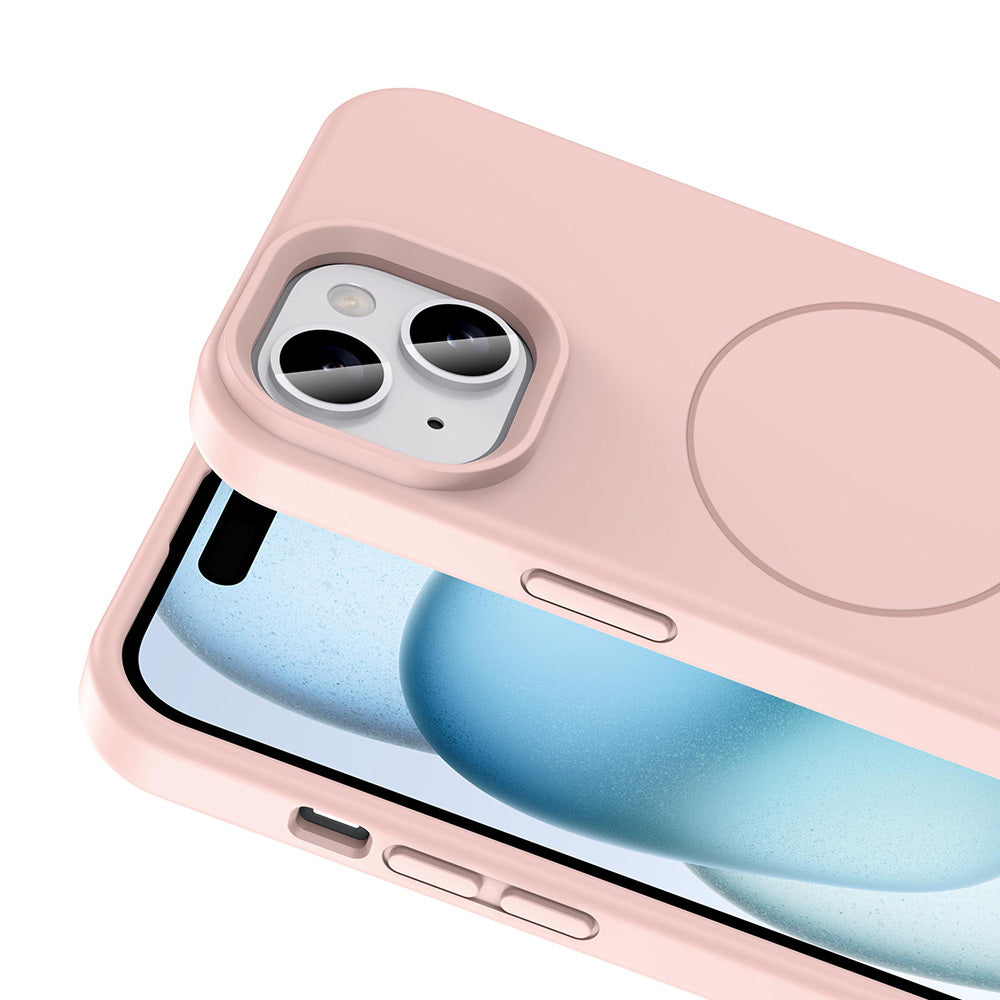 Apple iPhone 14 Kılıf M-safe Şarj Özellikli Sıvı Teknolojili Silinebilir Sert Zore Kivi Kapak Titanyum-Gri