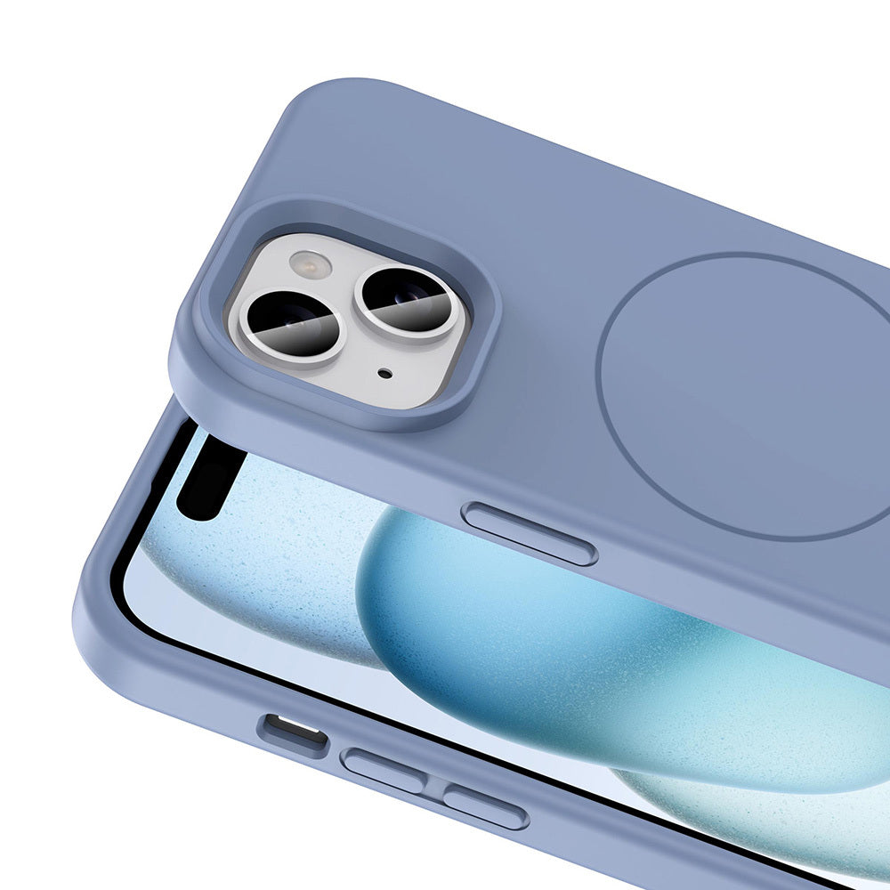 Apple iPhone 14 Kılıf M-safe Şarj Özellikli Sıvı Teknolojili Silinebilir Sert Zore Kivi Kapak Titanyum-Gri