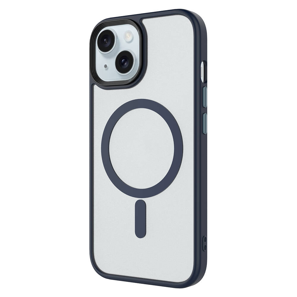 Apple iPhone 14 Kılıf Mat Arka Yüzey Wireless Şarj Özellikli Zore Flet M-safe Kapak Lacivert