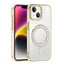 Apple iPhone 14 Kılıf Pırlanta Taş Tasarımlı M-safe Şarj Özellikli Zore Karetta Silikon Kapak Gold
