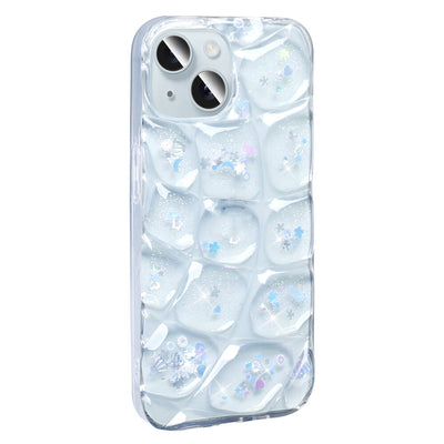 Apple iPhone 14 Kılıf Simli 3D Desenli Zore Hacar Kapak Beyaz