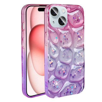 Apple iPhone 14 Kılıf Simli 3D Desenli Zore Hacar Kapak Beyaz