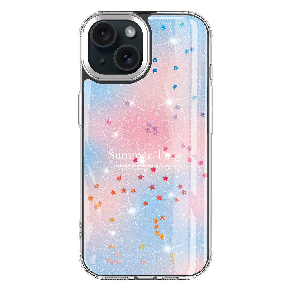 Apple iPhone 14 Kılıf Simli Desenli Parlak Zore Task Kapak Pembe