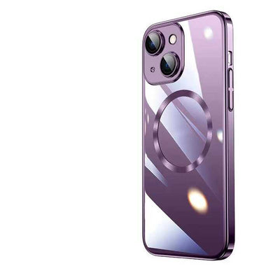 Apple iPhone 14 Kılıf Wireless Şarj Özellikli Sert PC Zore Riksos M-safe Kapak Derin Mor