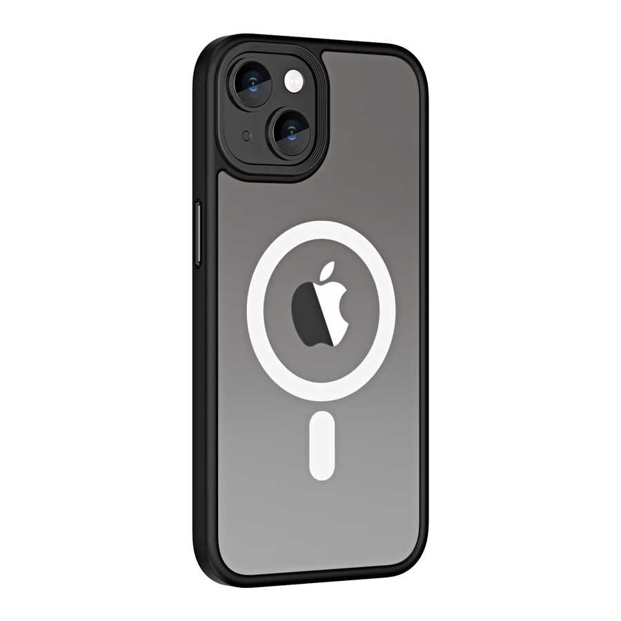 Apple iPhone 14 Kılıf Wireless Şarj Özellikli Zore Hibrit M-safe Kapak Renksiz