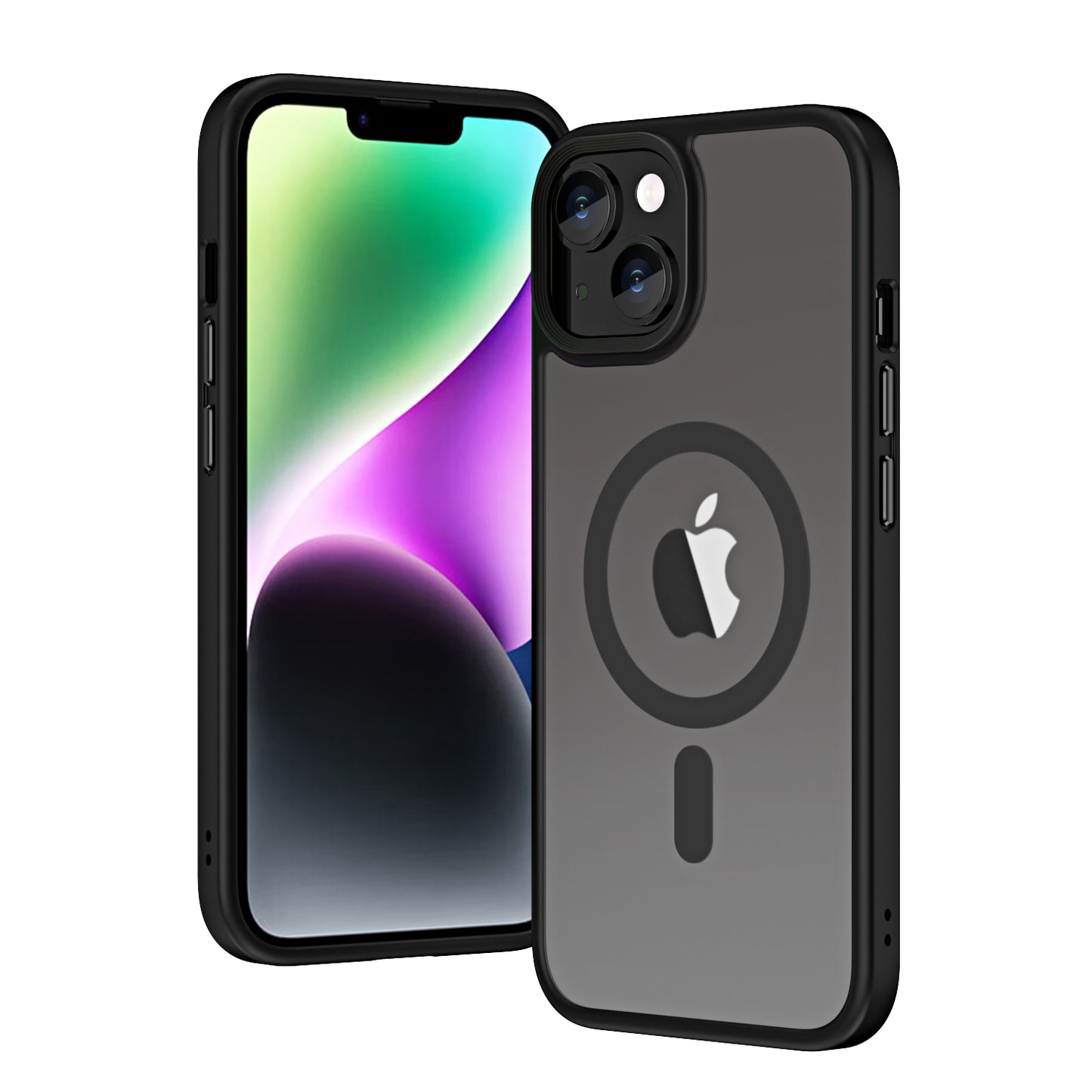 Apple iPhone 14 Kılıf Wireless Şarj Özellikli Zore Hibrit M-safe Kapak Siyah