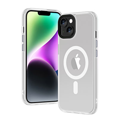 Apple iPhone 14 Kılıf Wireless Şarj Özellikli Zore Hibrit M-safe Kapak Renksiz