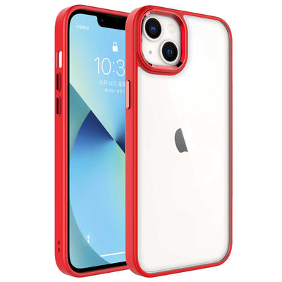 Apple iPhone 14 Kılıf Zore Krom Kapak Kırmızı