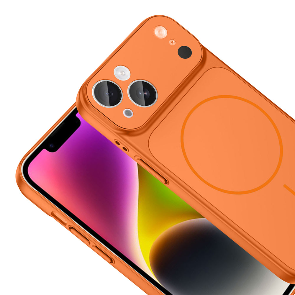 Apple iPhone 14 Kılıf Zore M-Safe Şarj Özellikli Kamera Korumalı Formen Kapak Gümüş